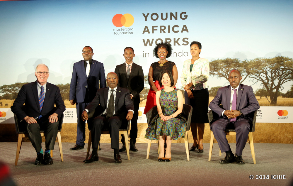 Government of Rwanda and MasterCard Foundation officials in a group photo after the launch of $100 million project to increase economic opportunities for youth and enhance access to financial services for small businesses in the tourism and hospitality sector in March 2018