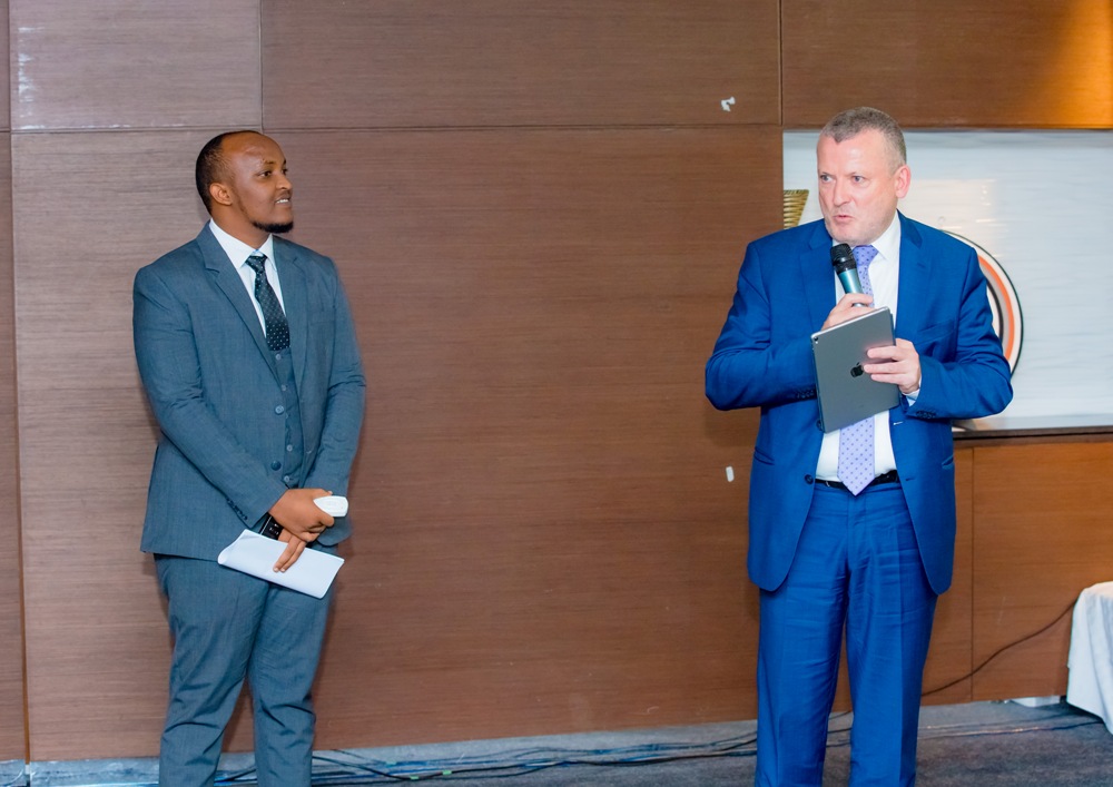 The Chief Executive of ICDL Foundation, Damien O’Sullivan with Nicholas Gatete, the Market Development Executive at ICDL Africa
