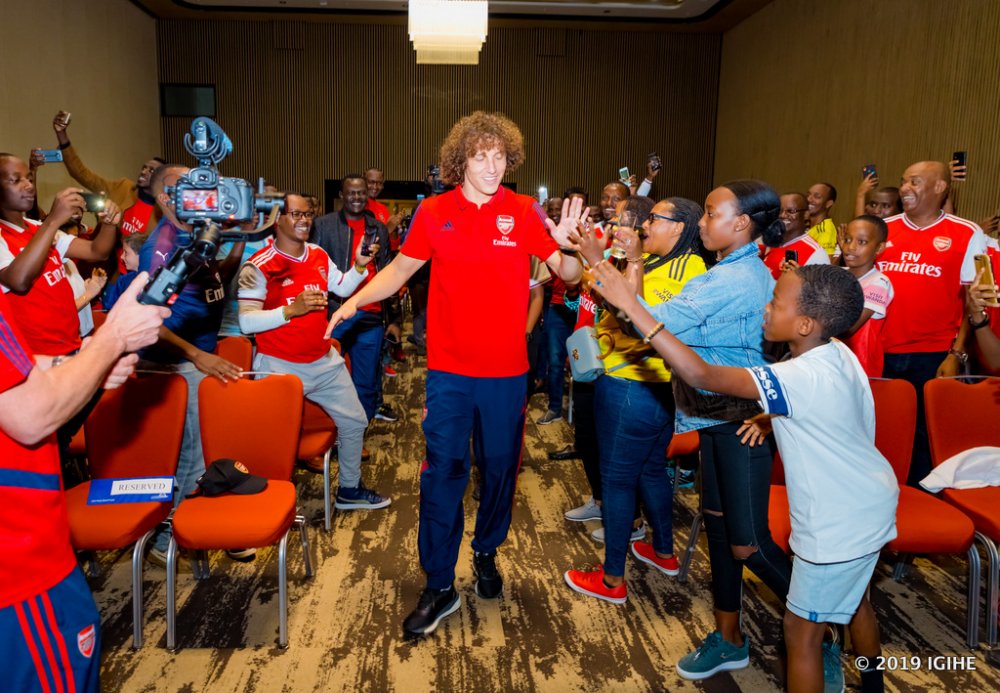 David met with Arsenal fans in Rwanda at the Kigali Convention Center.