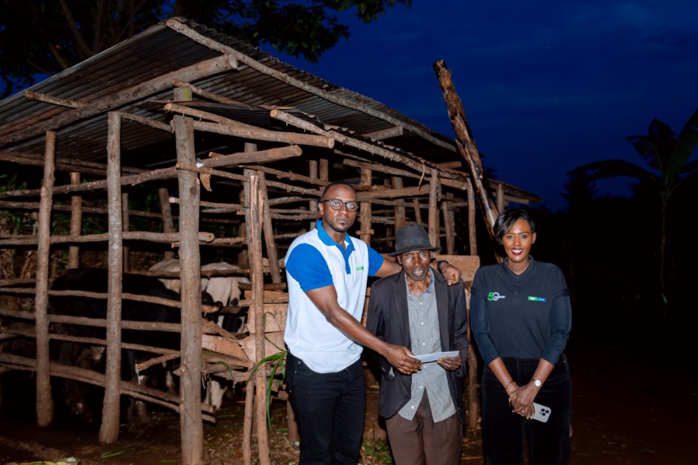 Louis Nsengiyumva, the first customer to open a bank account in BPR received two cows as a token of appreciation.