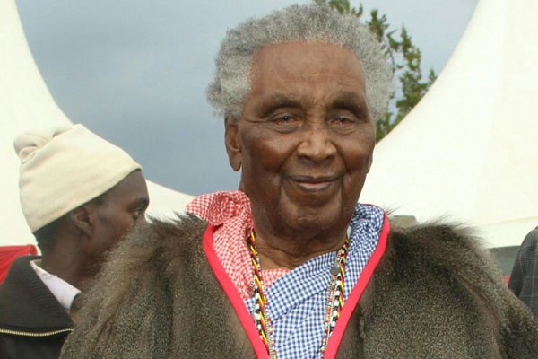 Veteran politician William Ole Ntimama during President Uhuru Kenyatta's tour of Narok County on August 12, 2016.