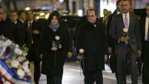 President Obama was joined by President Hollande and Paris Mayor Anne Hidalgo