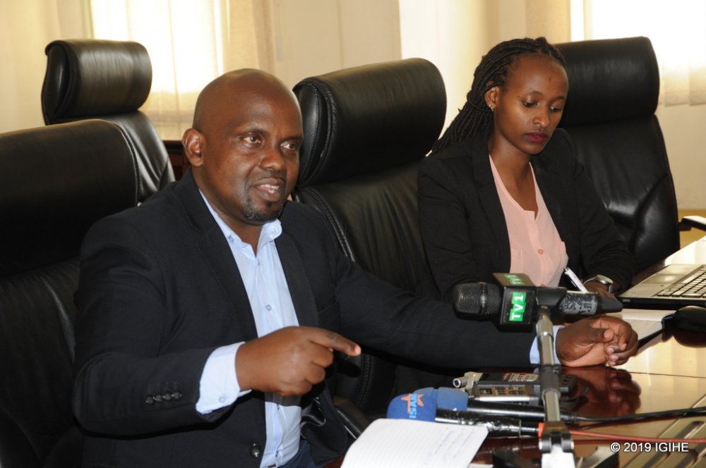 Judicial Spokesperson Harrison Mutabazi and Head of Information Technology Niceson Karungi during the press conference 