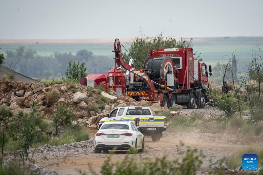 Rescuers use a mobile rescue winder during a rescue operation at an abandoned gold mine in Stilfontein, North West Province, South Africa, on Jan. 13, 2025. (Photo by Shiraaz Mohamed/Xinhua)