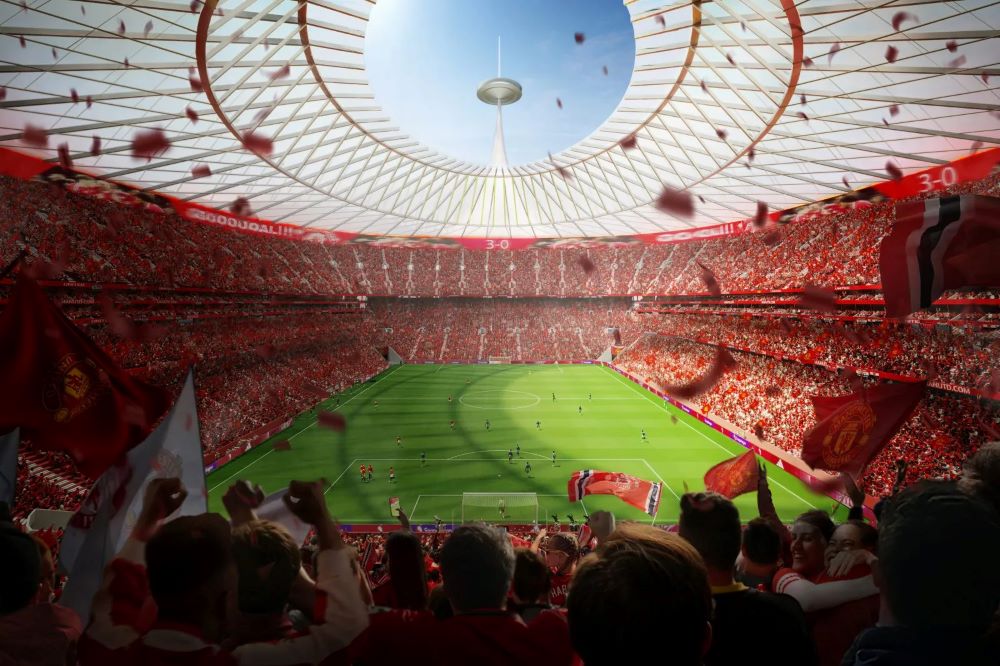 A computer generated conceptual image provided by architects Foster + Partners of what the new Manchester United stadium could look like.