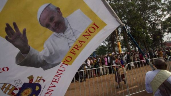 A huge crowd had gathered at the Namugongo shrines, near Kampala