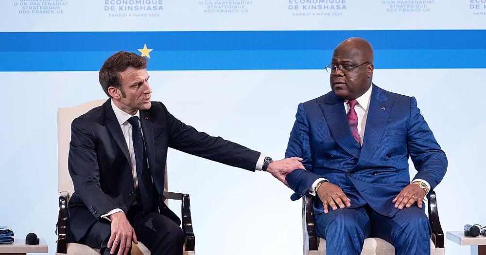 French President Emmanuel Macron with his counterpart of DRC, Felix Tshisekedi