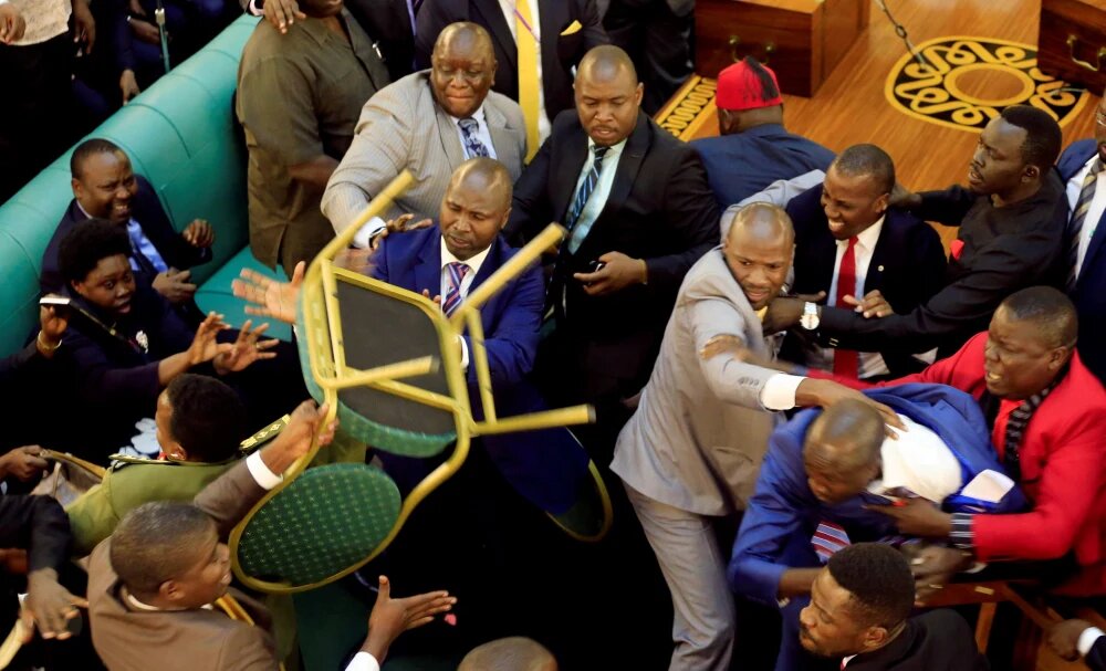 Uganda's Parliament is no stranger to controversies. In 2017, a chaotic session where MPs hurled chairs and punches at each other ensured over a proposed amendment to remove the presidential age limit.