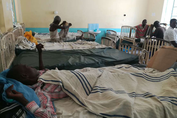 Patients left alone in a ward following the nurses' strike that entered its third day on June 7, 2017.