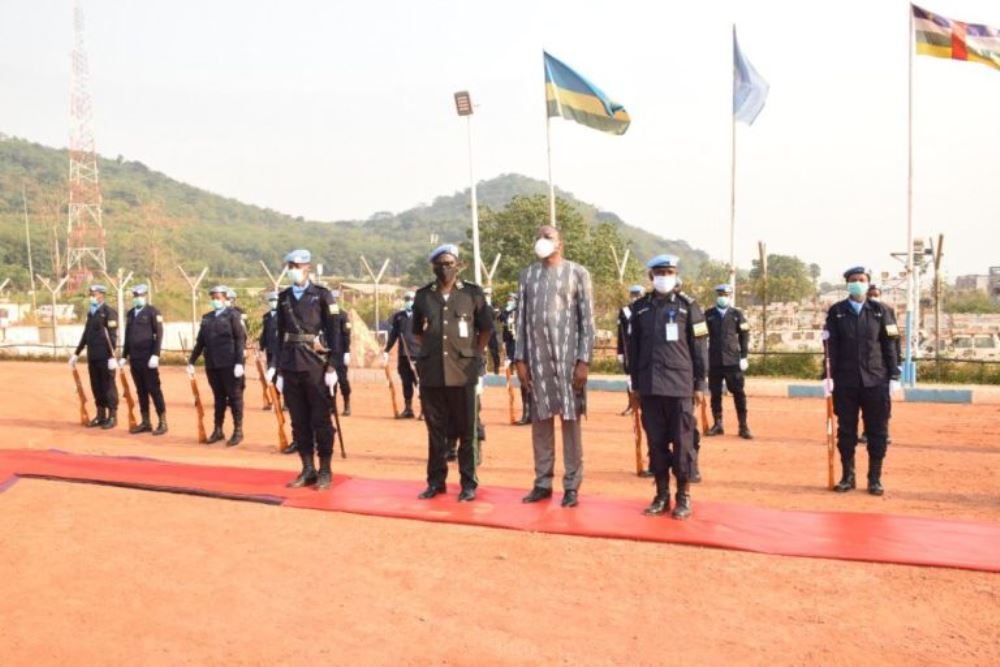 The United Nations Special Representative of the Secretary General to Central African Republic (CAR), Dr. Mankeur Ndiaye visiting Rwanda Formed Police Unit-One in Bangui on December 21.