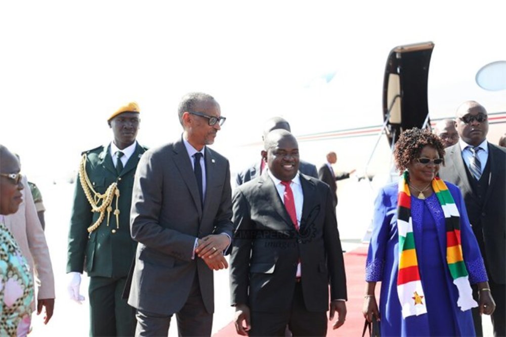 President Kagame arrived in Harare for the event, this morning.