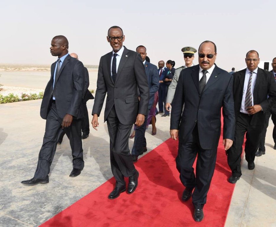  Kagame was received in Nouakchott by his Mauritanian counterpart, Mohamed Ould Abdel Aziz.