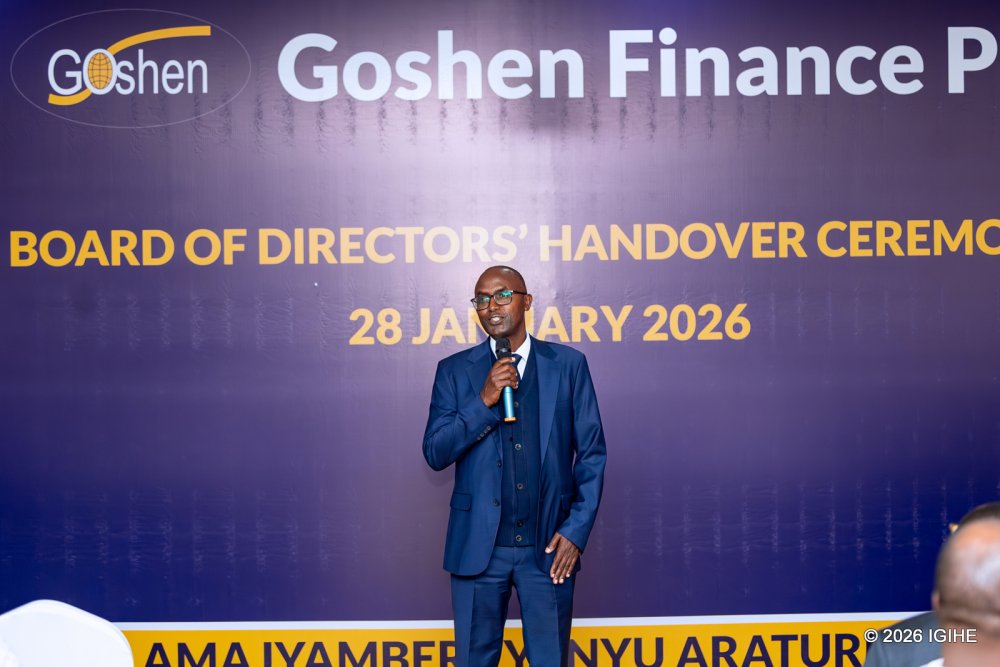 Incoming Board Chairperson Jonathan Gatera commended Goshen Finance PLC for remaining true to its Christian values while delivering services and achieving sustained progress since its founding.