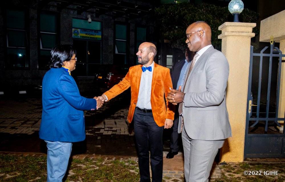 The President of Rotary Club Kigali Virunga, Suman Alla greeting Amb. Omar Daair. 