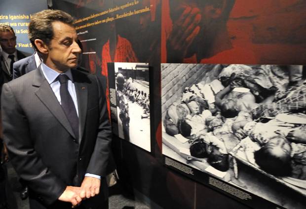 President Nicolas Sarkozy at Kigali's genocide Memorial Centre