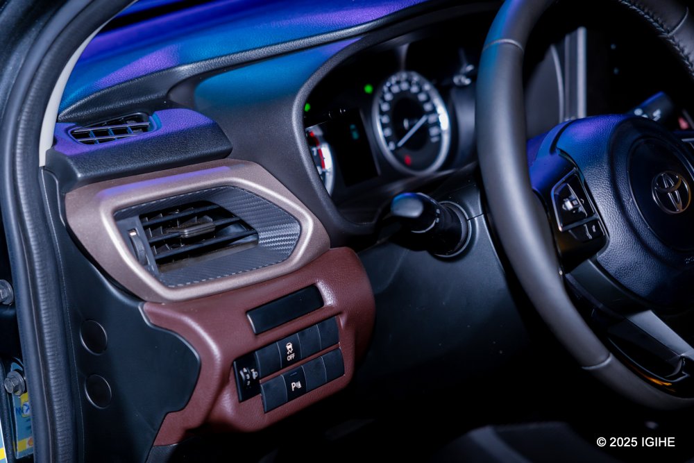 The car utilizes a push-button ignition.