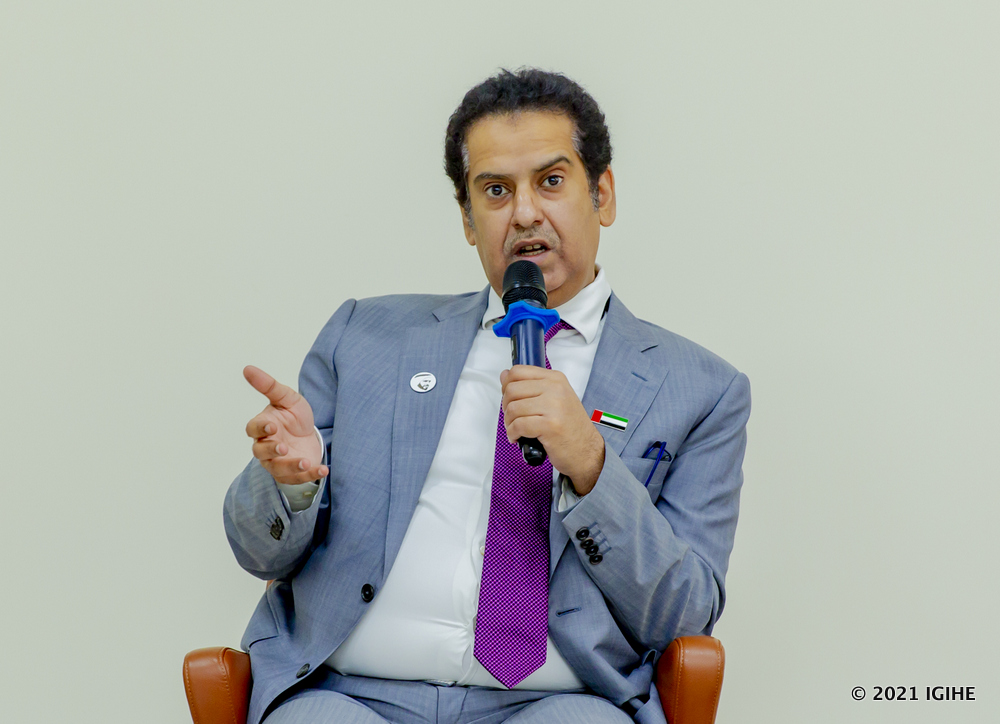 The Ambassador of the United Arab Emirates (UAE) to Rwanda, Hazza Alqahtani speaking to women entrepreneurs from Rwanda Muslim Community.