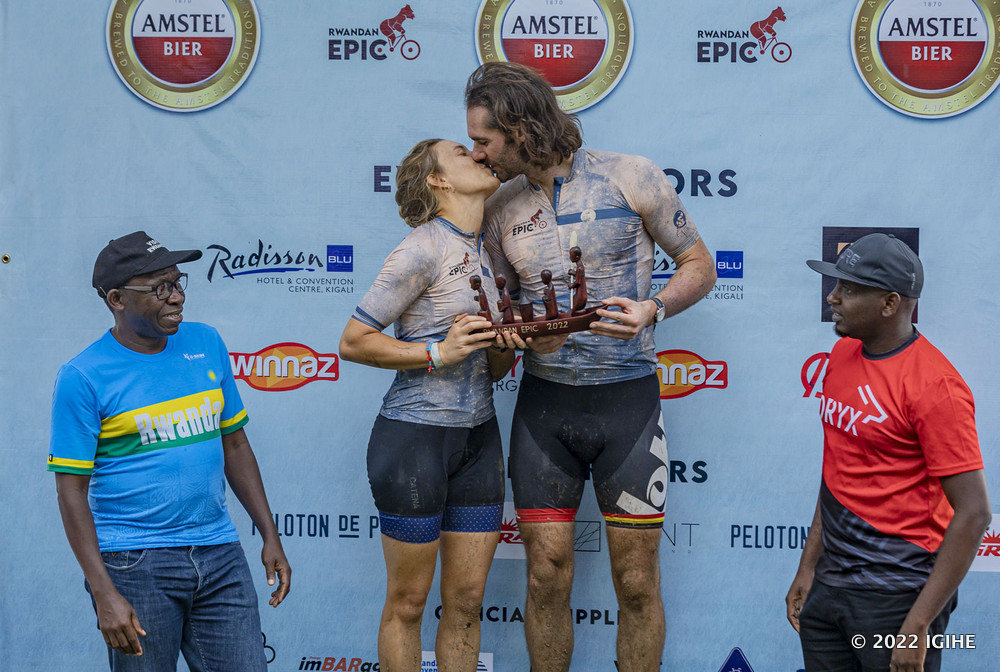 Winners in the mixed category congratulating each other.