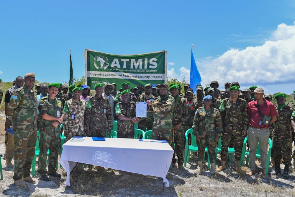 The African Union Transition Mission in Somalia hands over the last of its forward operating bases to the Somali National Armed Forces in November last year.