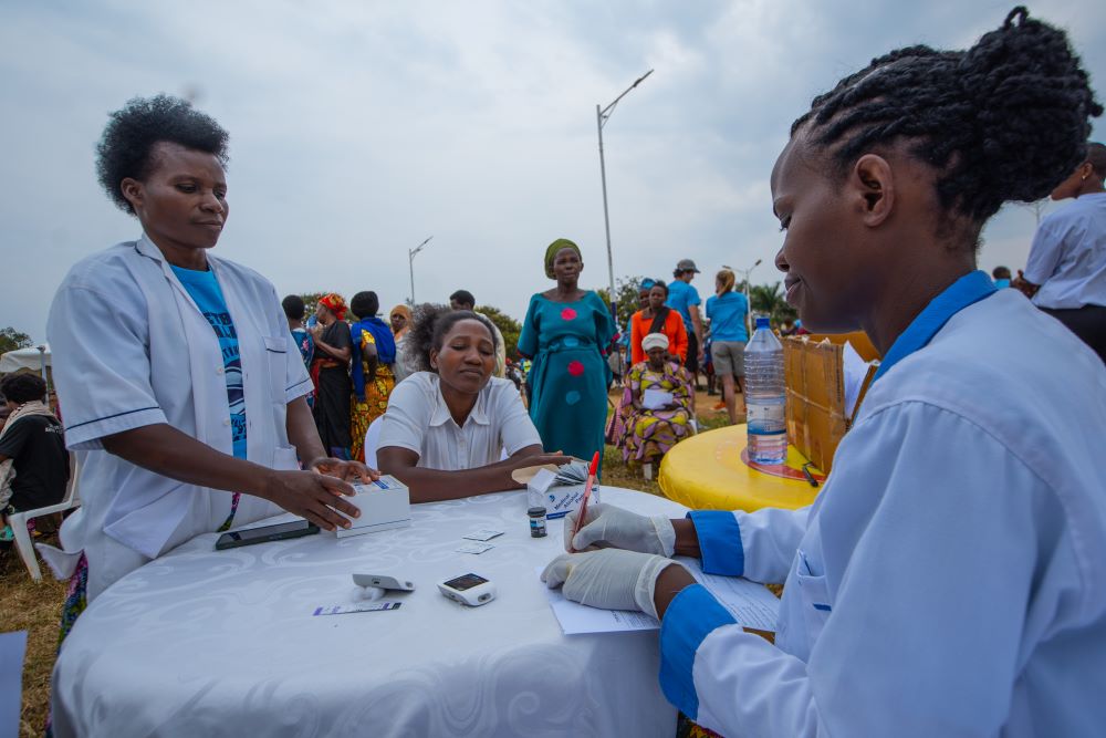 Free NCD and HIV screenings targeted individuals aged 35-80.