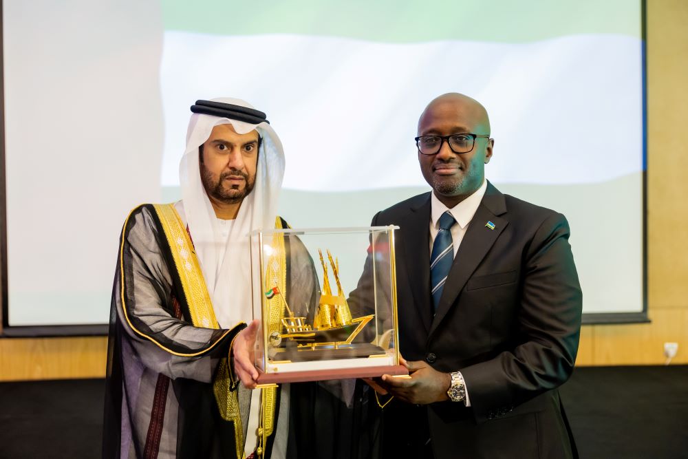 UAE Ambassador H.E. Hazza Al Qahtani pictured with Rwanda’s Minister of Foreign Affairs & International Cooperation Hon. Olivier Nduhungirehe.