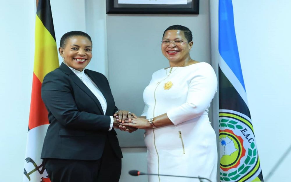 Among (R) with her Zambia counterpart Butete. The delegation will also meet President Yoweri Museveni.