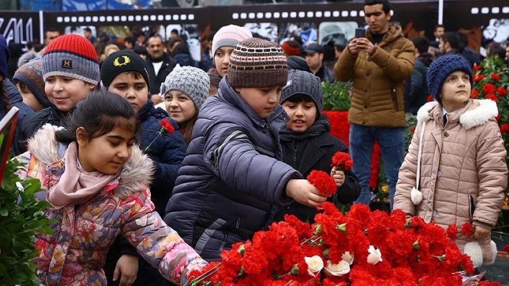 People commemorating the day of the Genocide of Azerbaijanis on 31st March 2025.