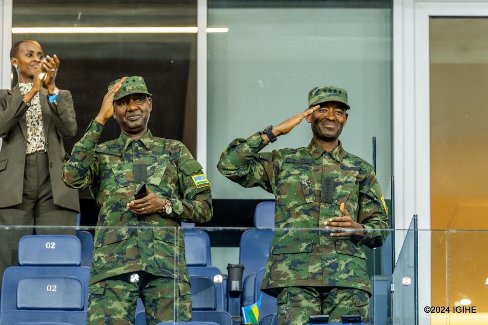 The Chief of Defence Staff (CDS) Mubarahk Muganga was ecstatic as he cheered his beloved Amavubi.