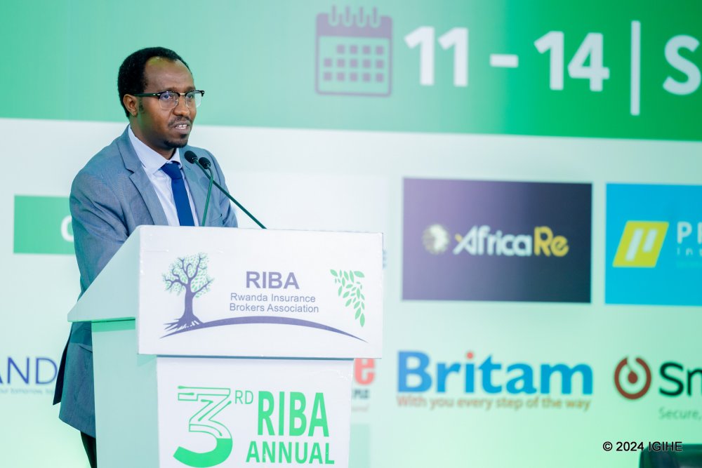 The Director of Policy and Legal Affairs in the Financial Sector Department at the National Bank of Rwanda, Bernard Nsengiyumva speaking at the function