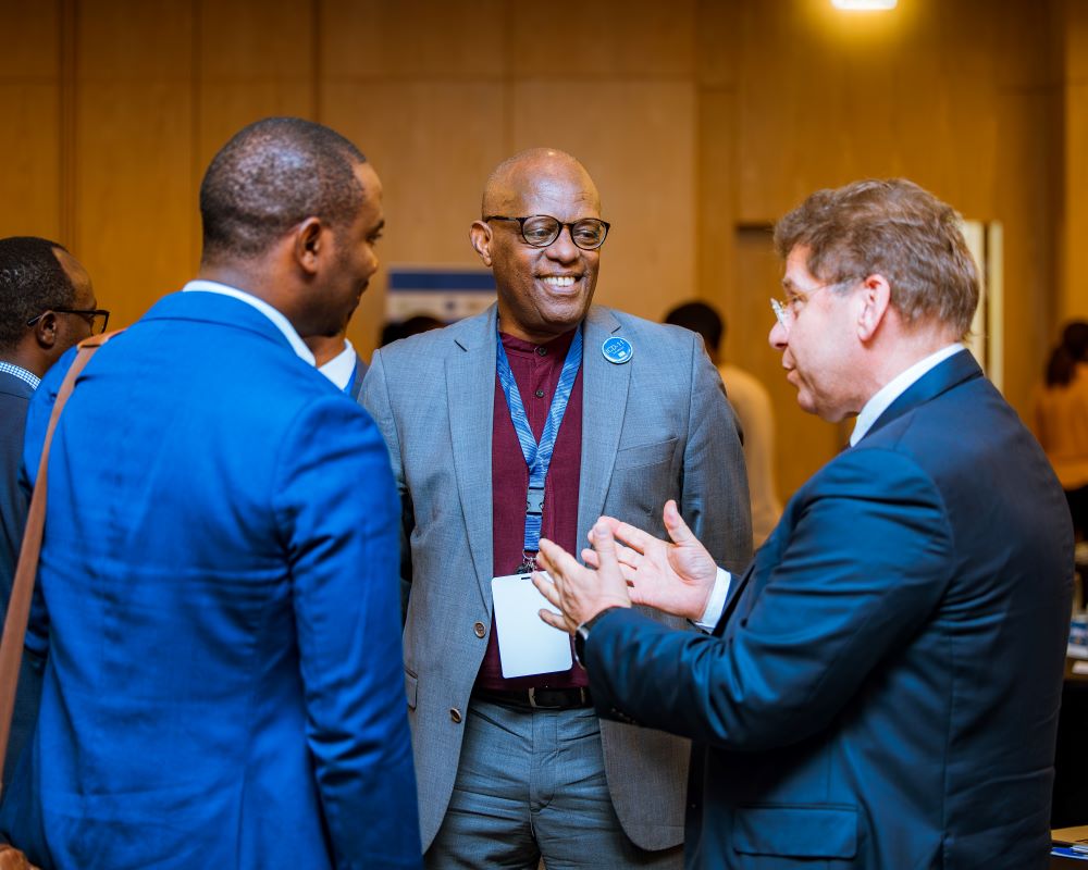 Dr. Robert Jakob (R), the team leader of the classifications and terminologies Unit at WHO in Geneva having a light moment with other officials in Kigali