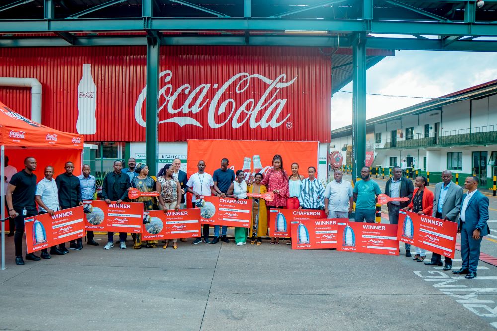 Officials pose for a group photo with top performers of the challenge dubbed ‘Dubai Twagiye’ which ran from February to June 2024