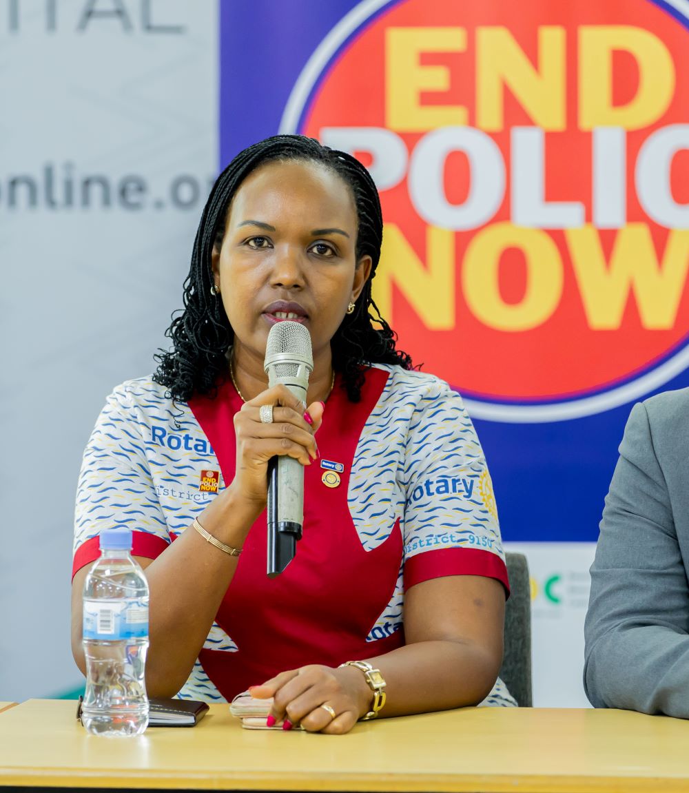 Jeannette Rugera, a Past Assistant District Governor of Rotary Rwanda speaking at the function.