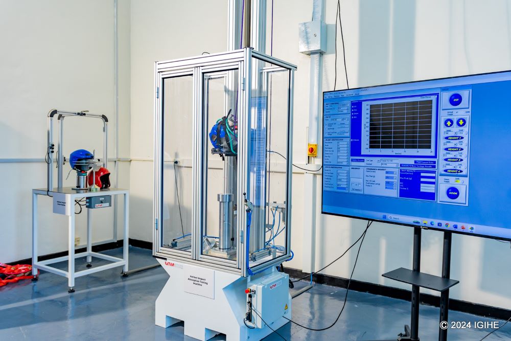 Some of the equipment at the of RSB’s helmet testing laboratory.