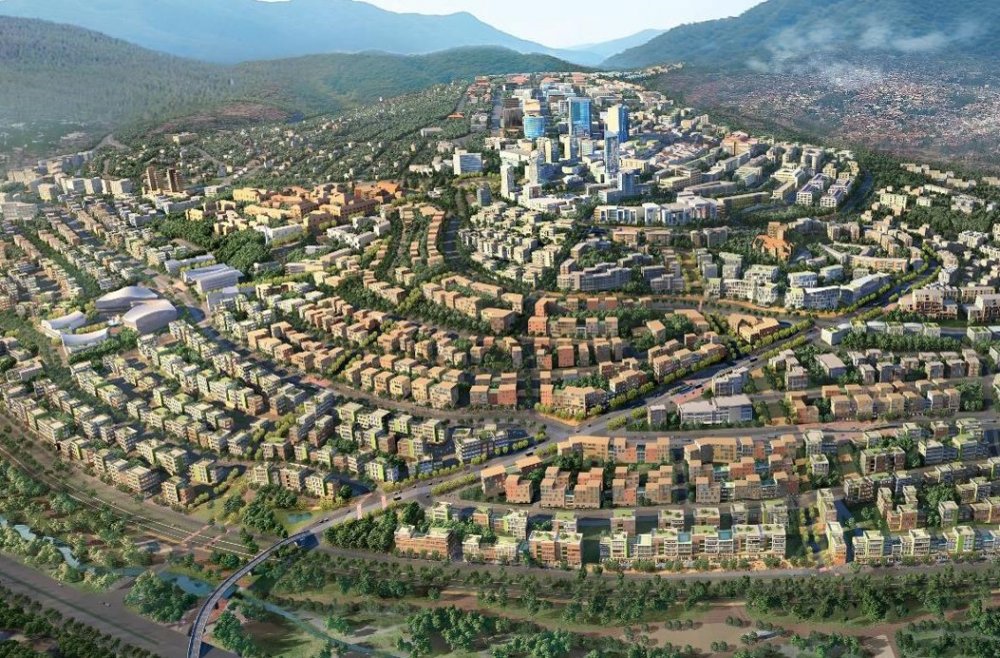 The artistic impression of Kigali City in 2050.