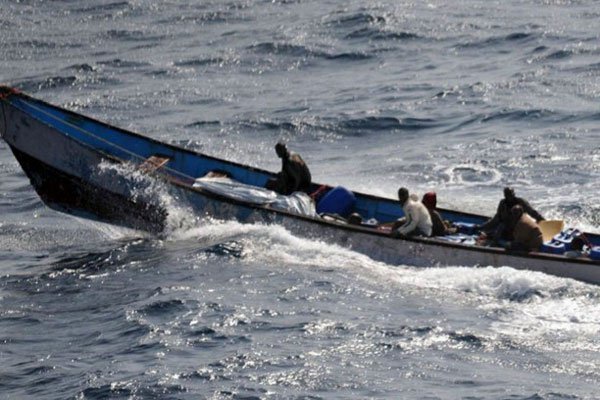 This file handout photo taken on September 10, 2011 released by the Spanish Ministry of Defence on September 11, 2011 shows a pirate skiff carrying a French hostage Evelyne Colombo before being borded by the Spanish warship "Galicia" in the Gulf of Aden on September 10, 2011.