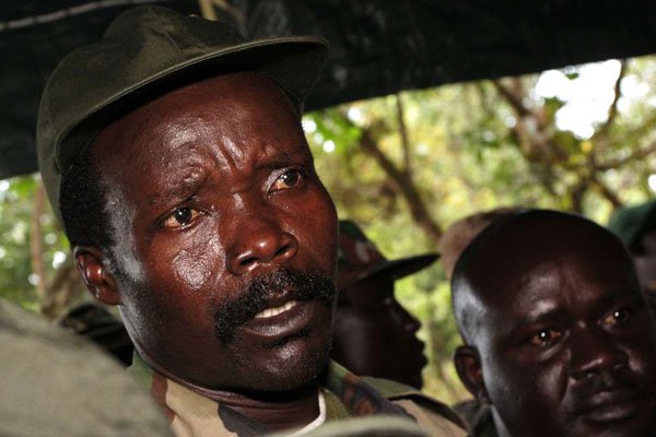 The leader of the Lord's Resistance Army Joseph Kony answering journalists' questions on November 12, 2006 in Ri-Kwamba, southern Sudan. 