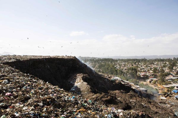 A view of the main landfill of Addis Ababa on the outskirts of the city, after a landslide at the dump left more than 100 people dead.