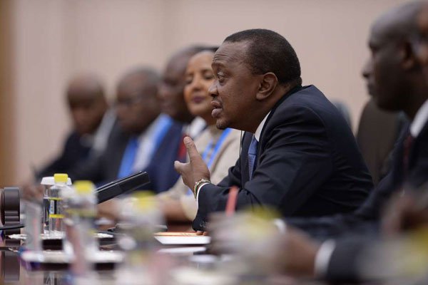 President Uhuru Kenyatta during a meeting at the Great Hall of the People in Beijing on May 15, 2017.