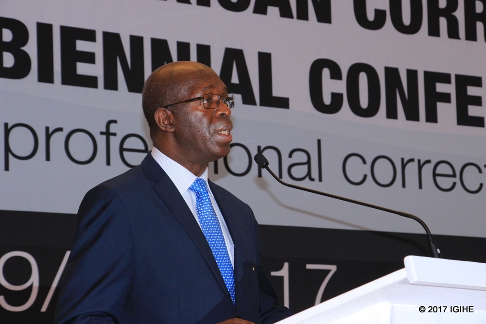 Prime Minister Anastase Murekezi addressing his remarks yesterday.