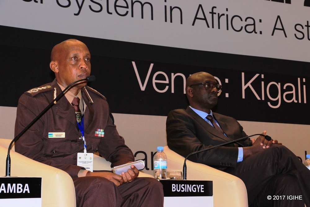 The Commissioner General of Rwanda Correctional Services (RCS), CGP George Rwigamba and Rwanda's Minister of Justice, Johnston Busingye attending ACSA yesterday.