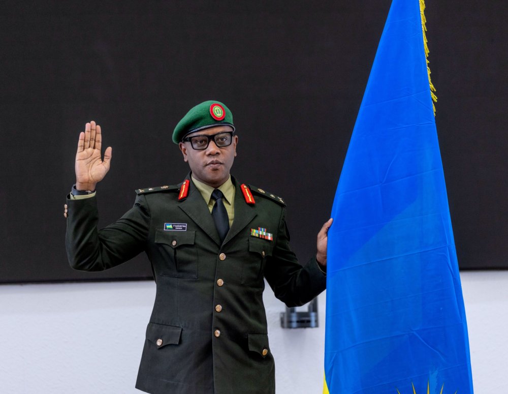 Brigadier General Patrick Karuretwa takes oath as the President of the Millitary High Court.