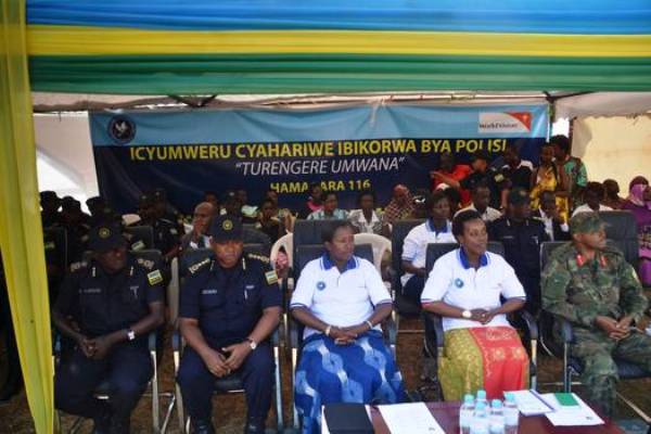 (L-R) ACP Emmanuel Karasi, RPC East, DIGP AP Juneval Marizamunda, Governor of Eastern Province Odette Uwamariya, Minister of Gender and Family Promotion Dr. Diana Gashumba and Col. Lodoviko Mugisha.