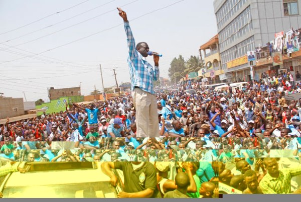 FDC leader Kizza Besigye at a rally in Kampala during the recent presidential race, he has been charged with treason again.