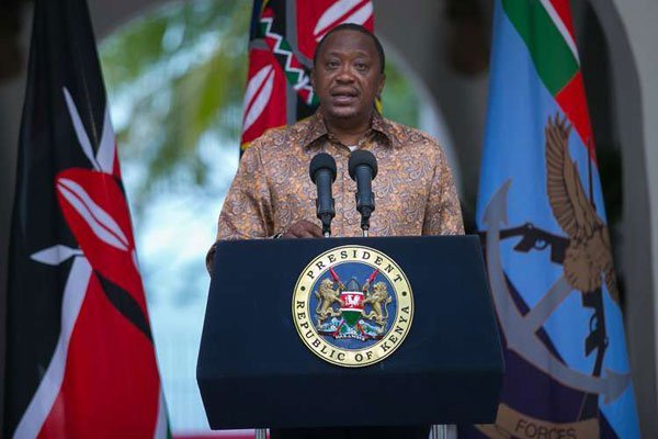 President Uhuru Kenyatta delivers the New Year message at State House, Mombasa, on December 31, 2016.