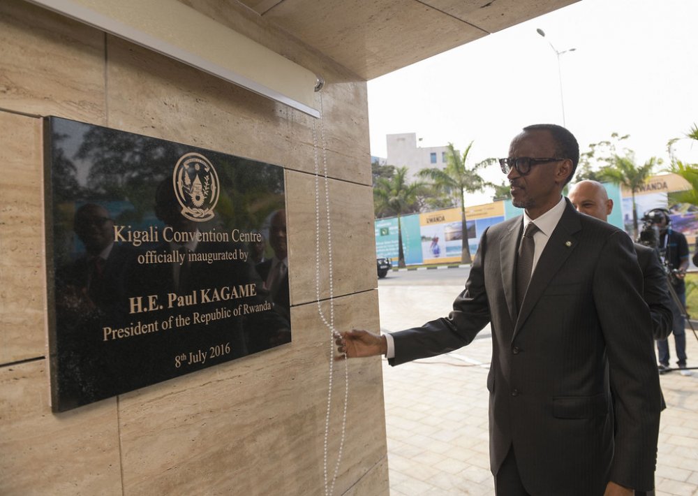 President Kagame at the inauguration of Kigali Convention Centre in 2016. 