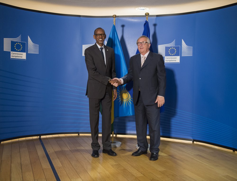 President Paul Kagame and the European Union (EU) Commissioner for International Cooperation and Development, Neven Mimica