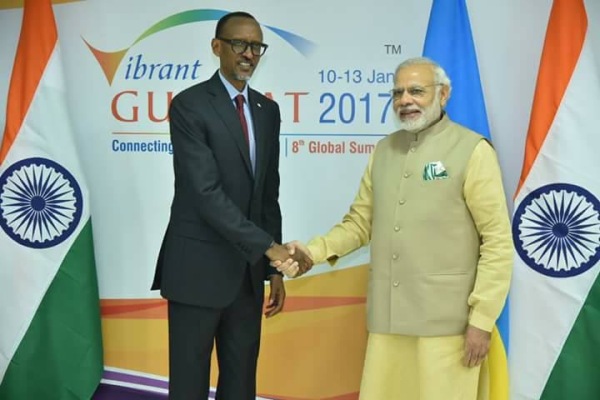President Paul Kaagame with India's Prime Minister.