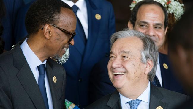President Paul Kagame with UN secretary.