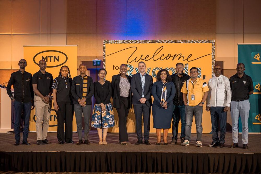 MTN team during a recent ceremony to welcome the new CEO Monzer 