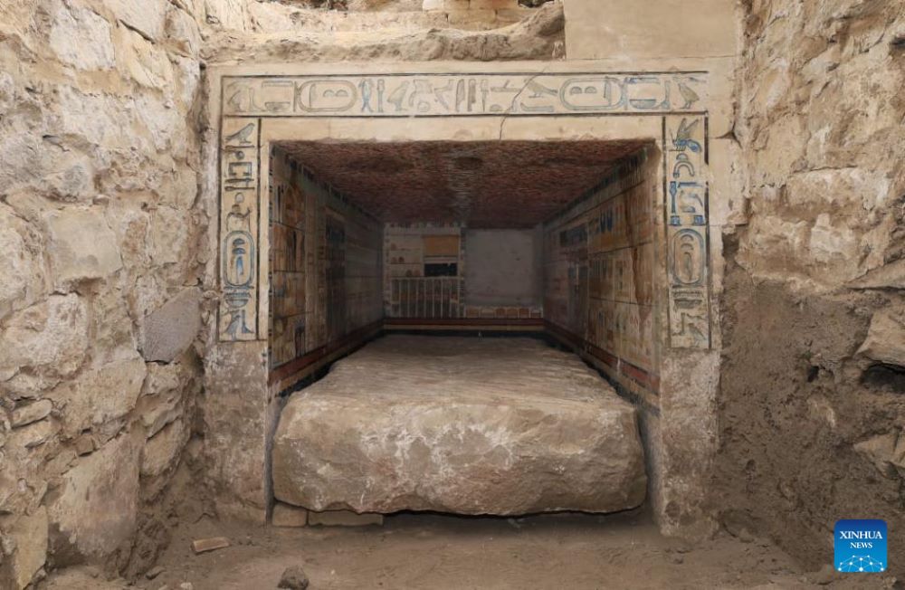 The undated photo shows a mastaba discovered at the Saqqara archaeological site, south of Cairo, Egypt. A joint French-Swiss archaeological mission has discovered an over 4,000-year-old mastaba at the Saqqara archaeological site, the Egyptian Ministry of Tourism and Antiquities said in a statement on Jan. 6. (Egyptian Ministry of Tourism and Antiquities/Handout via Xinhua)